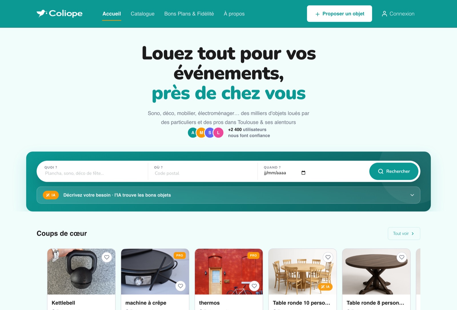 La marketplace Coliope réalisée par ForgeTheWeb